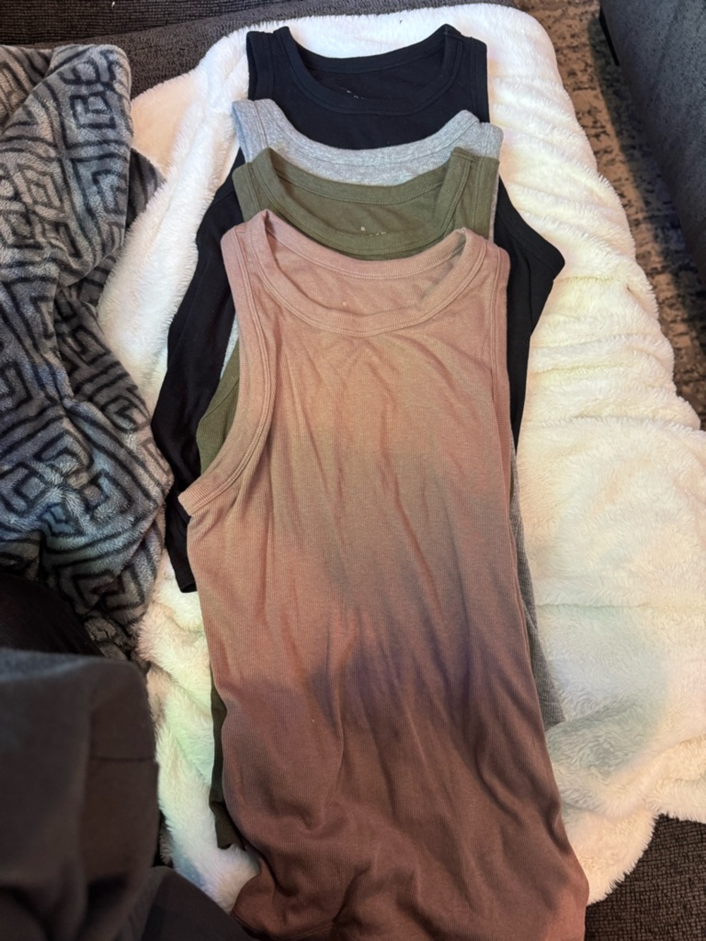 a new day Ribbed Tank Top Set - Black, Gray, Olive, Mauve - Picture 2 of 3